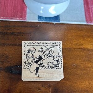 Wooden Stamp with Illustrated Design